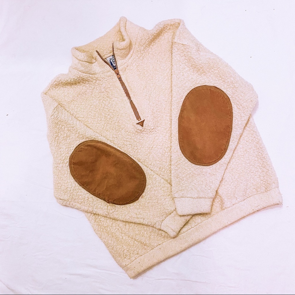 Vintage white quarter zip Sherpa Pullover